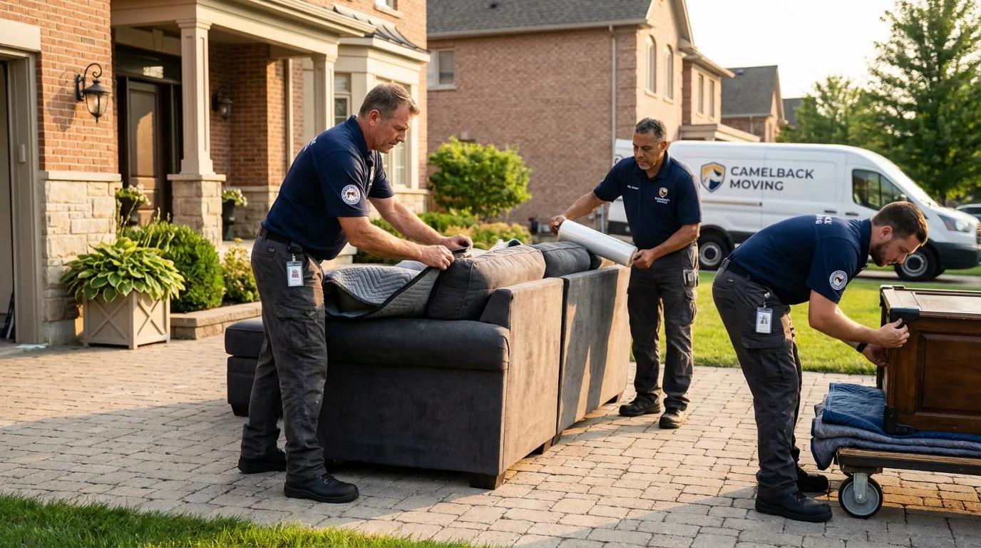 Large estate moving crew wrapping furniture in Courtland, VA