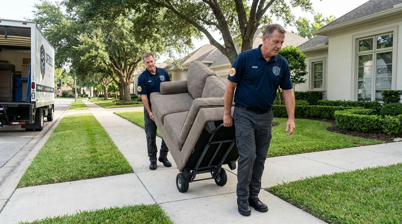 Local residential moving crew loading furniture in Courtland, VA