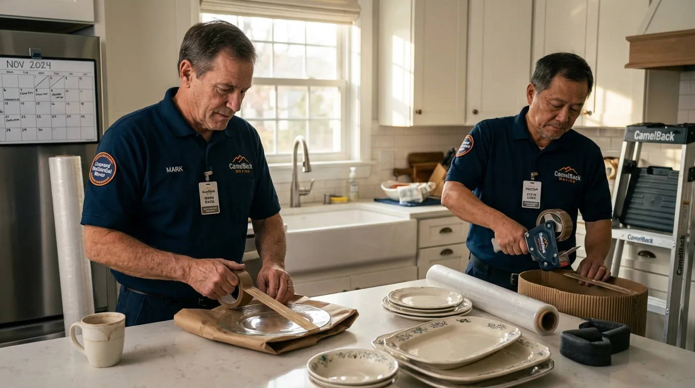 Professional crew packing kitchen dishware in Courtland, VA